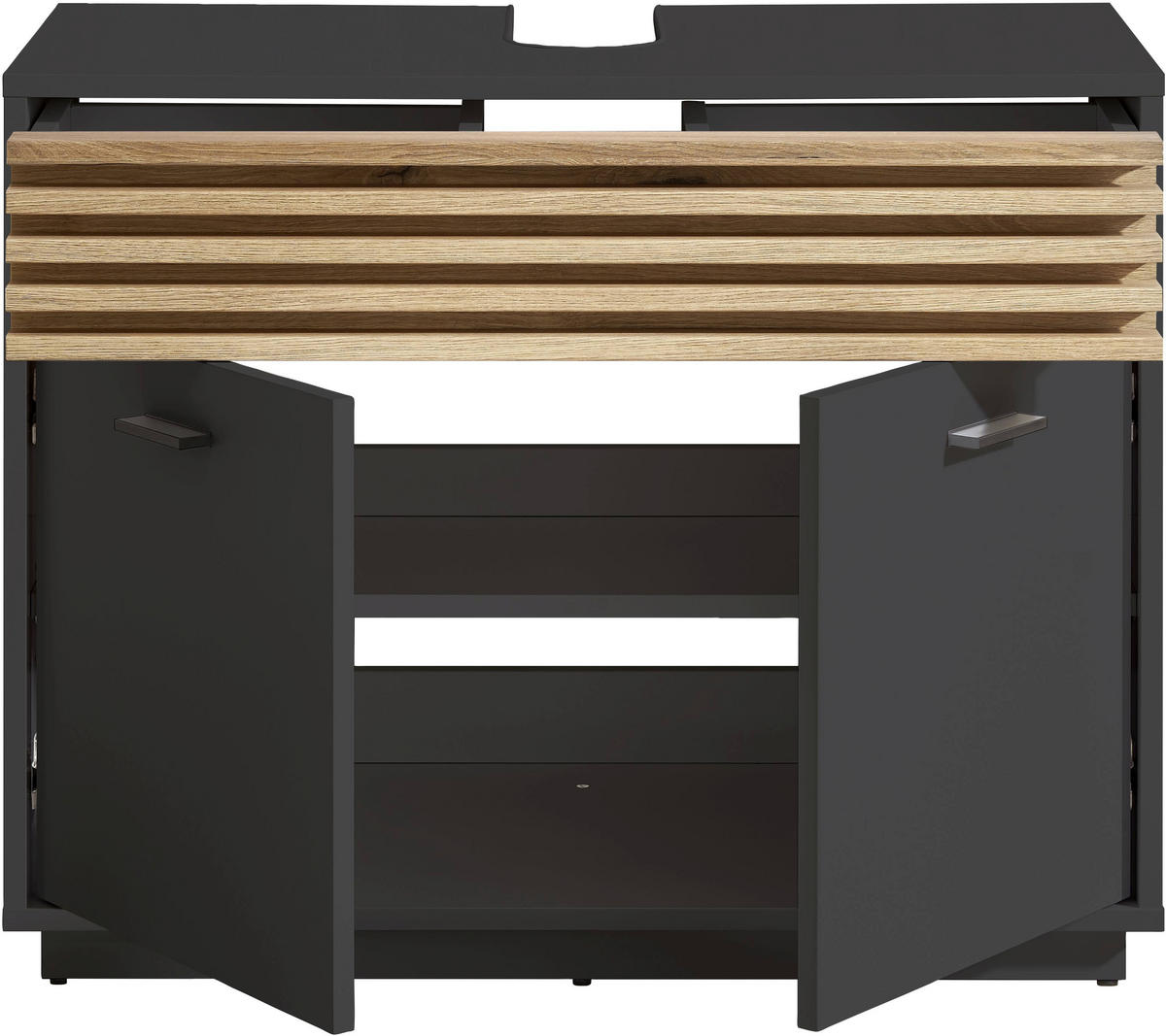 WASCHBECKENUNTERSCHRANK 80/64/40 cm  - Eichefarben/Anthrazit, KONVENTIONELL, Holzwerkstoff/Kunststoff (80/64/40cm) - home24