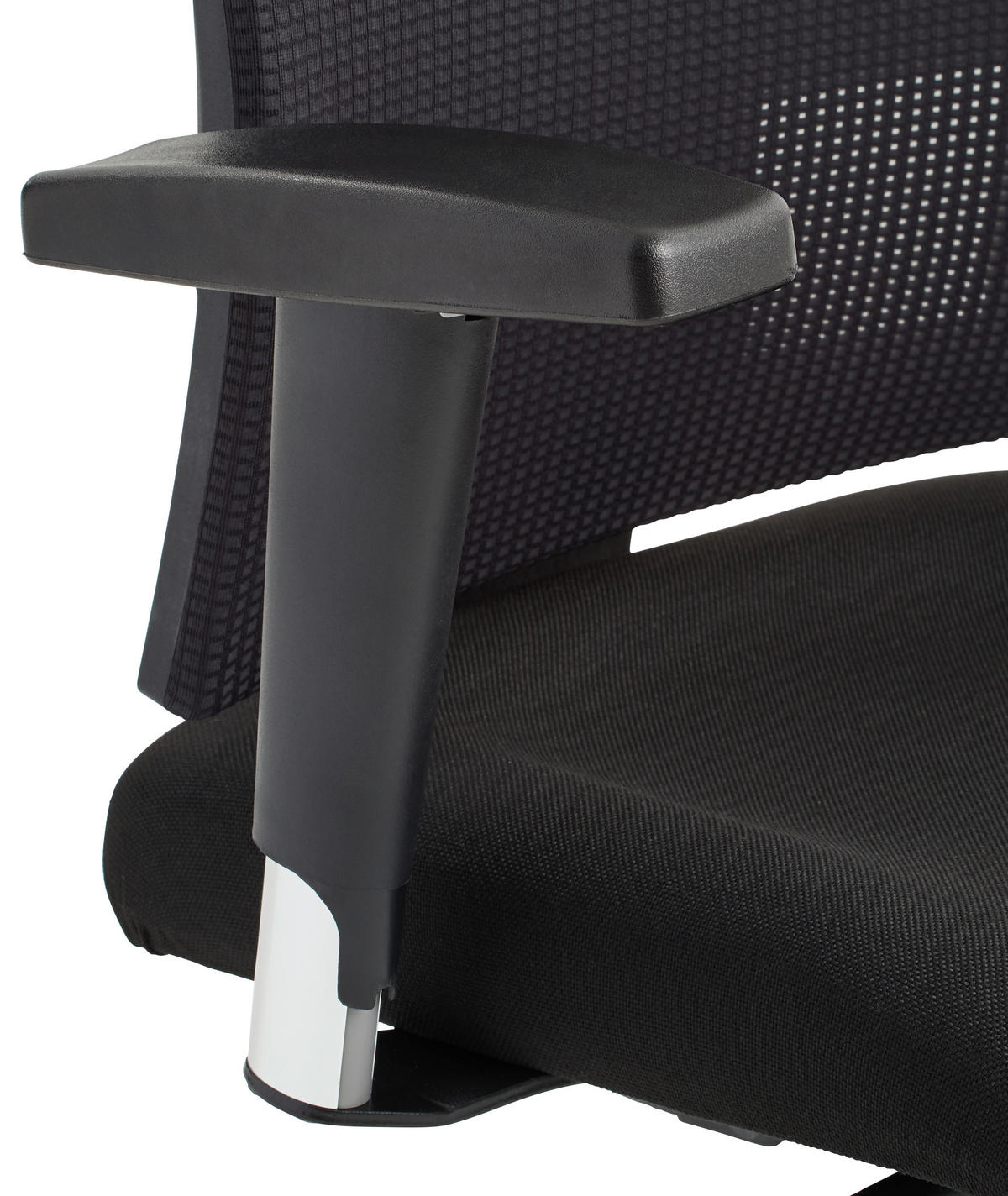 DREHSTUHL Netzbespannung, Webstoff Schwarz, Alufarben  - Schwarz/Alufarben, Basics, Kunststoff/Textil (50/114/50cm) - Topstar