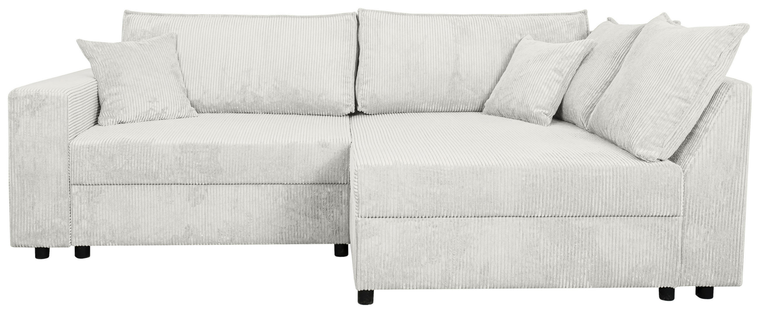 ECKSOFA Naturfarben Cord Zierkissen, Rückenkissen, Bettkasten, Schlaffunktion, Rücken echt, Liegefläche im Originalstoff  - Schwarz/Naturfarben, KONVENTIONELL, Kunststoff/Textil (245/153cm) - Carryhome