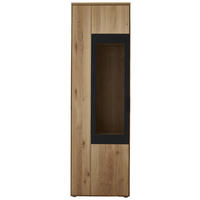 VITRINE  in massiv Wildeiche Schwarz, Wildeiche - Wildeiche/Schwarz, Design, Glas/Holz (62/206/37cm) - Valdera