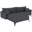 ECKSOFA in Cord Dunkelgrau  180/253 cm  - Dunkelgrau/Schwarz, KONVENTIONELL, Textil/Metall (180/253cm) - Carryhome