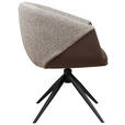 ARMLEHNSTUHL  Sitzfläche 360° drehbar, automatische Rückholfunktion Webstoff Echtleder  - Schwarz/Braun, Design, Leder/Textil (63,5/82,5/63cm) - Novel