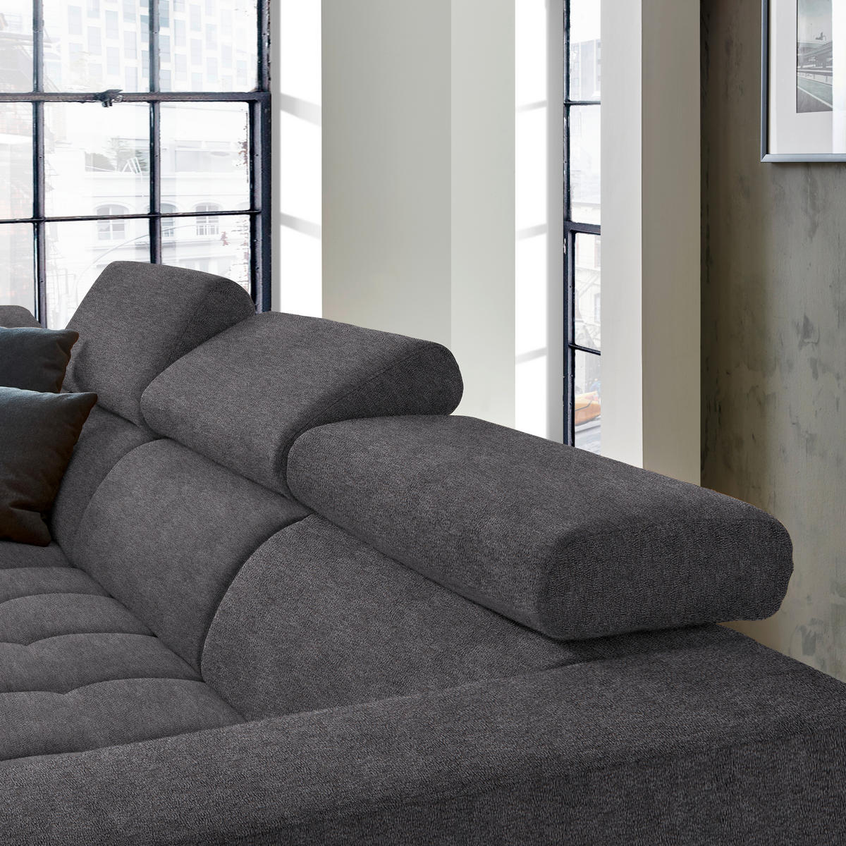 ECKSOFA in Mikrofaser Grau  - Schwarz/Grau, Design, Textil/Metall (207/301cm) - Xora