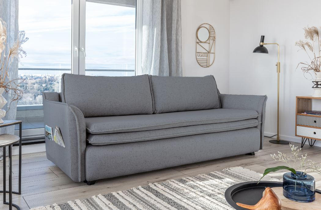 BIGSOFA Webstoff Grau  - Grau, Basics, Holz/Holzwerkstoff (225/85/90cm) - MID.YOU