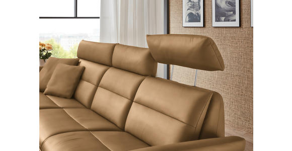 ECKSOFA in Echtleder Honig  169/298 cm  - Schwarz/Honig, Design, Leder/Metall (169/298cm) - Dieter Knoll