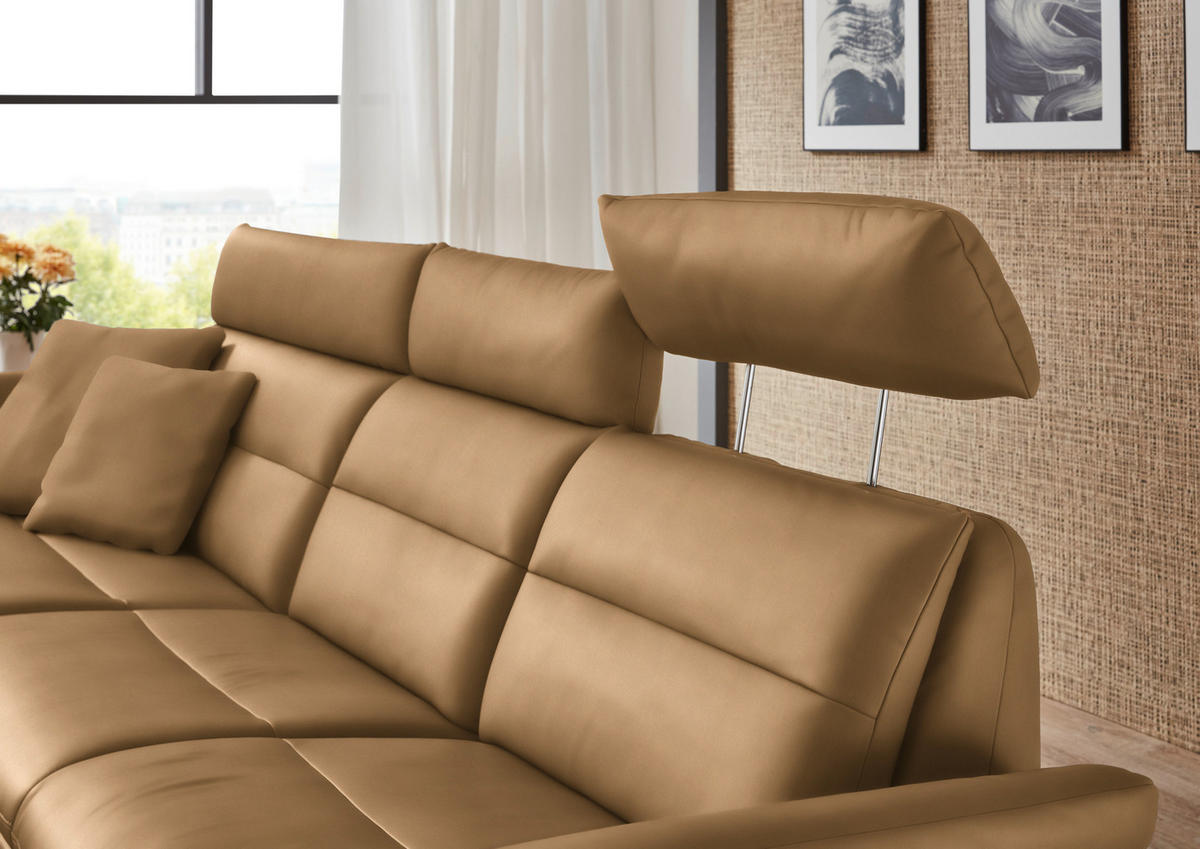 ECKSOFA in Echtleder Honig  - Schwarz/Honig, Design, Leder/Metall (169/298cm) - Dieter Knoll