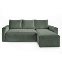 ECKSOFA Dunkelgrün Cord Rückenkissen, Bettkasten, Schlaffunktion, Rücken echt, Liegefläche im Originalstoff  - Dunkelgrün/Schwarz, MODERN, Kunststoff/Textil (232/140cm) - Xora