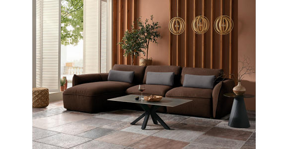 ECKSOFA  in Chenille Braun  190/340 cm  - Schwarz/Braun, Design, Kunststoff/Textil (190/340cm) - Belluti
