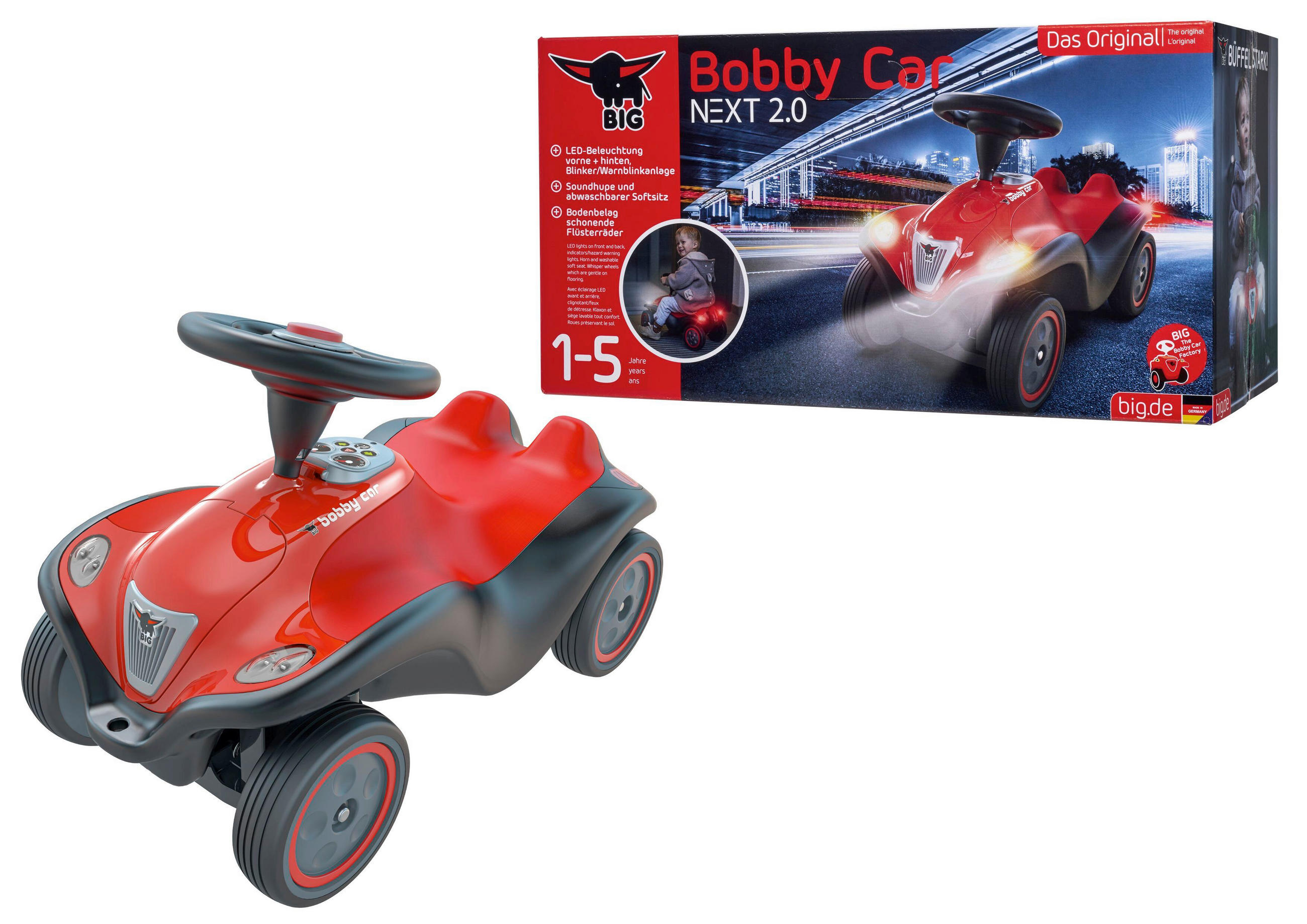 BIG Rutschfahrzeug BIG Bobby Car Rot, Schwarz 59x31x28 cm