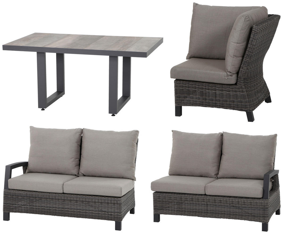 LOUNGEGARNITUR 4-teilig   219/88/219 cm  - Grau, Basics, Keramik/Kunststoff (219/88/219cm) - Siena Garden