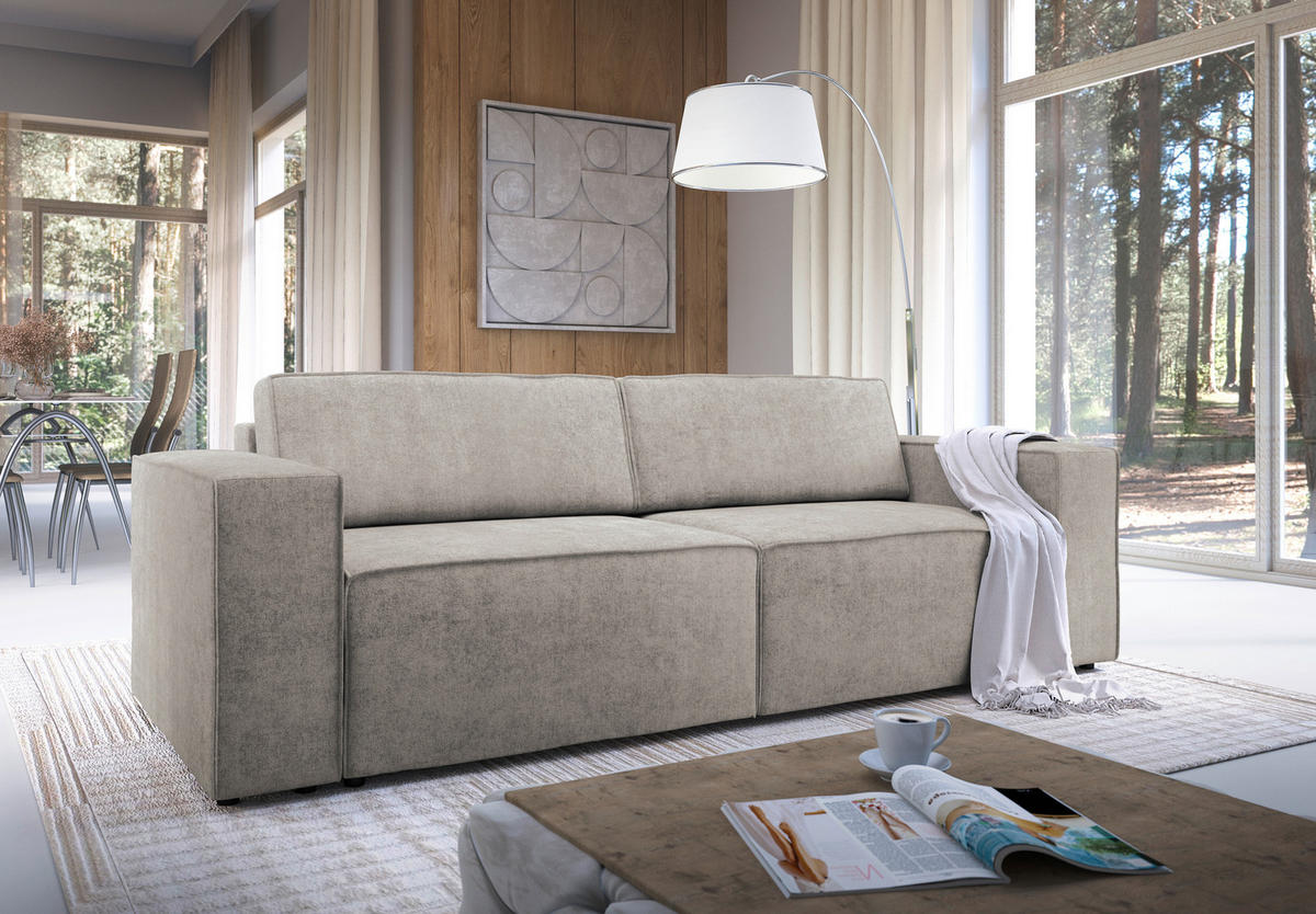 3-SITZER-SOFA Webstoff Grau  - Schwarz/Grau, MODERN, Kunststoff/Textil (254/84/98cm) - Stylife