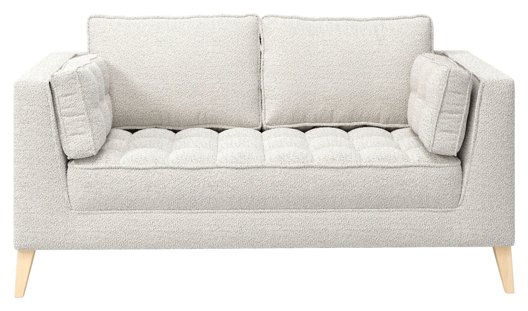 2-SITZER-SOFA Bouclé Weiß  - Naturfarben/Weiß, Design, Holzwerkstoff/Textil (110/95/85cm) - MID.YOU