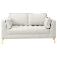 2-SITZER-SOFA in Bouclé Weiss  - Weiss/Naturfarben, Design, Holzwerkstoff/Textil (110/95/85cm) - MID.YOU