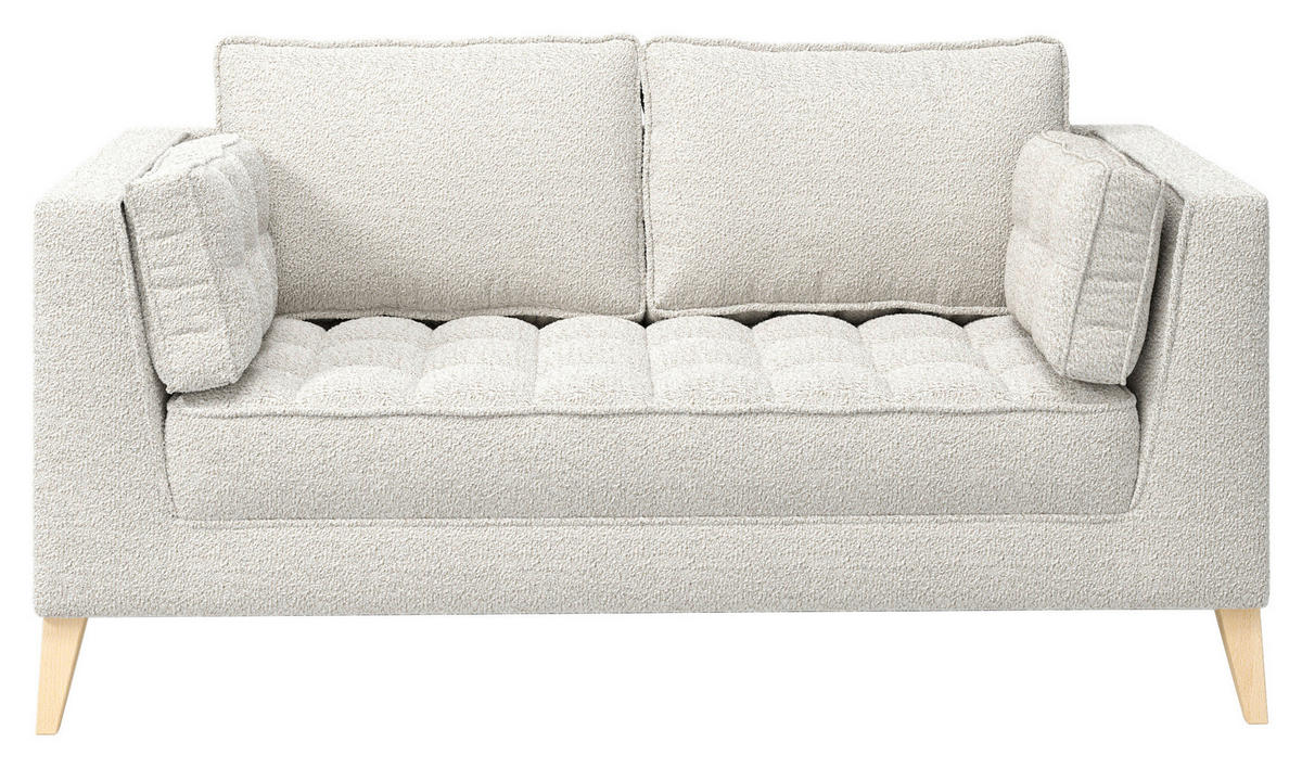 2-SITZER-SOFA in Bouclé Weiss  - Weiss/Naturfarben, Design, Holzwerkstoff/Textil (110/95/85cm) - MID.YOU