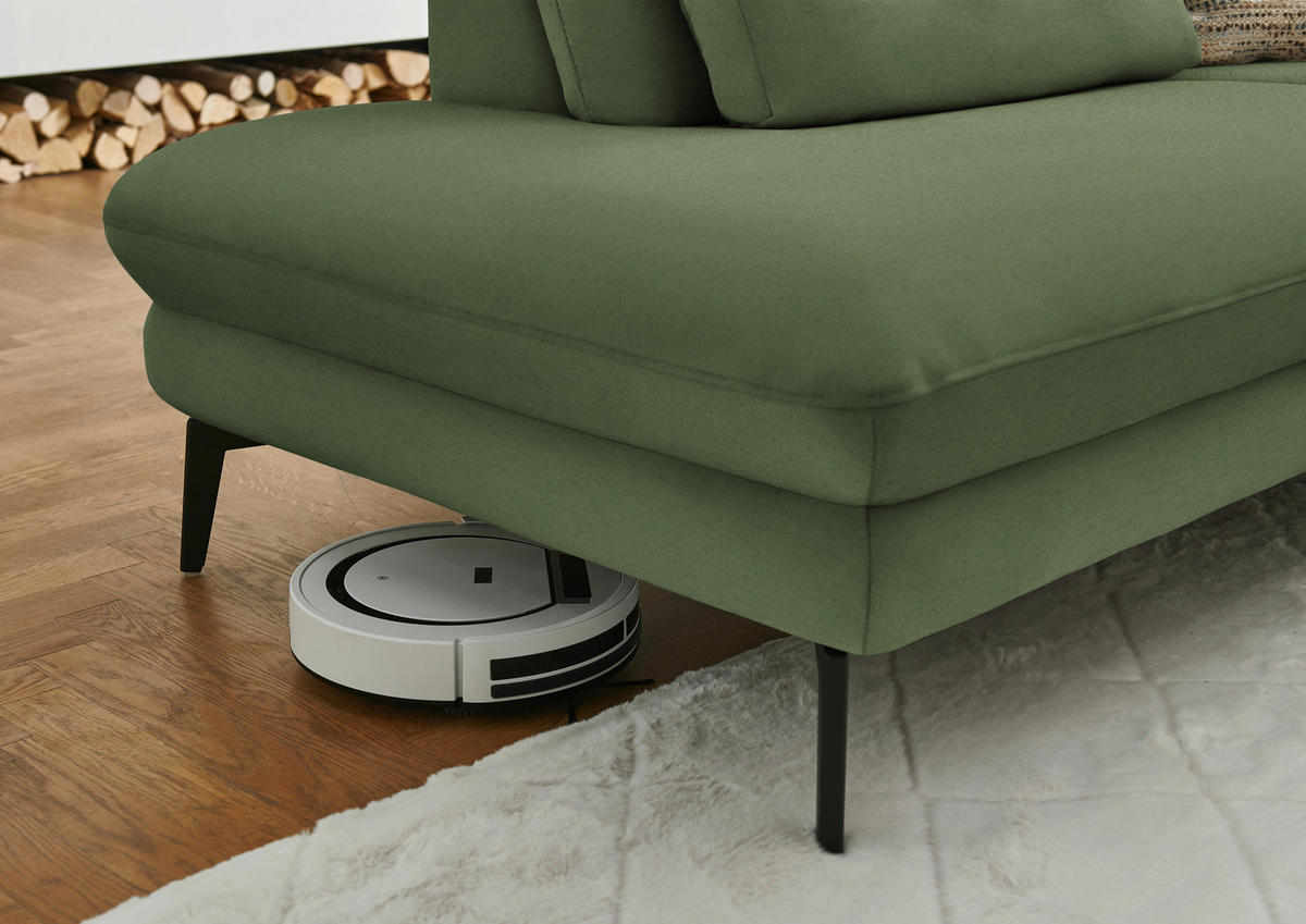 WOHNLANDSCHAFT  in Chenille, Flachgewebe Grün  - Schwarz/Grün, Design, Textil/Metall (208/344/180cm) - Dieter Knoll