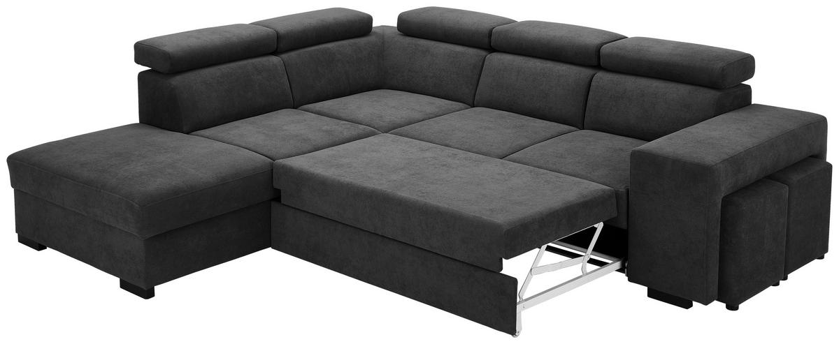 ECKSOFA Dunkelgrau Webstoff  - Dunkelgrau/Schwarz, KONVENTIONELL, Holz/Textil (244/283cm) - Carryhome
