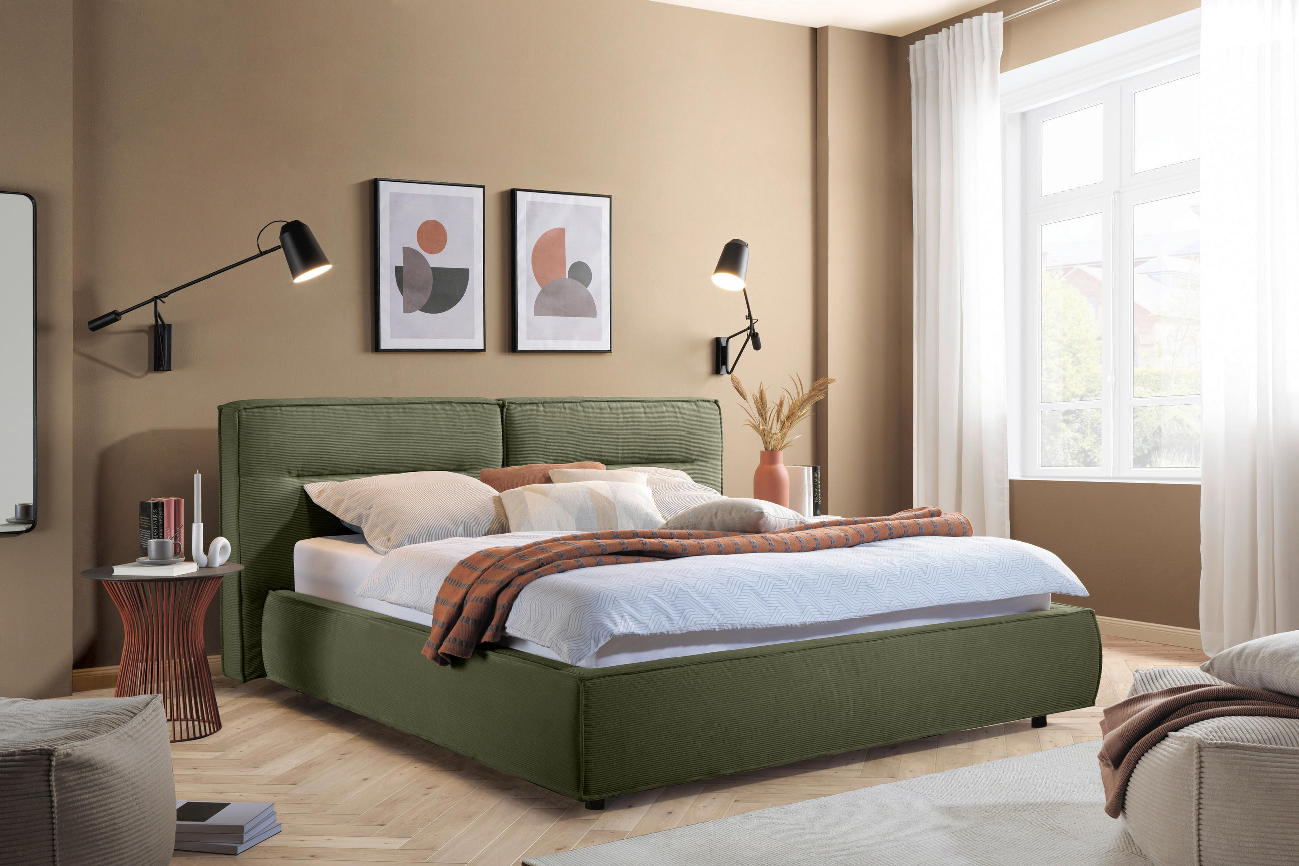 POLSTERBETT 180/200 cm  in Waldgrün  - Waldgrün/Schwarz, Design, Kunststoff/Textil (180/200cm) - Lomoco