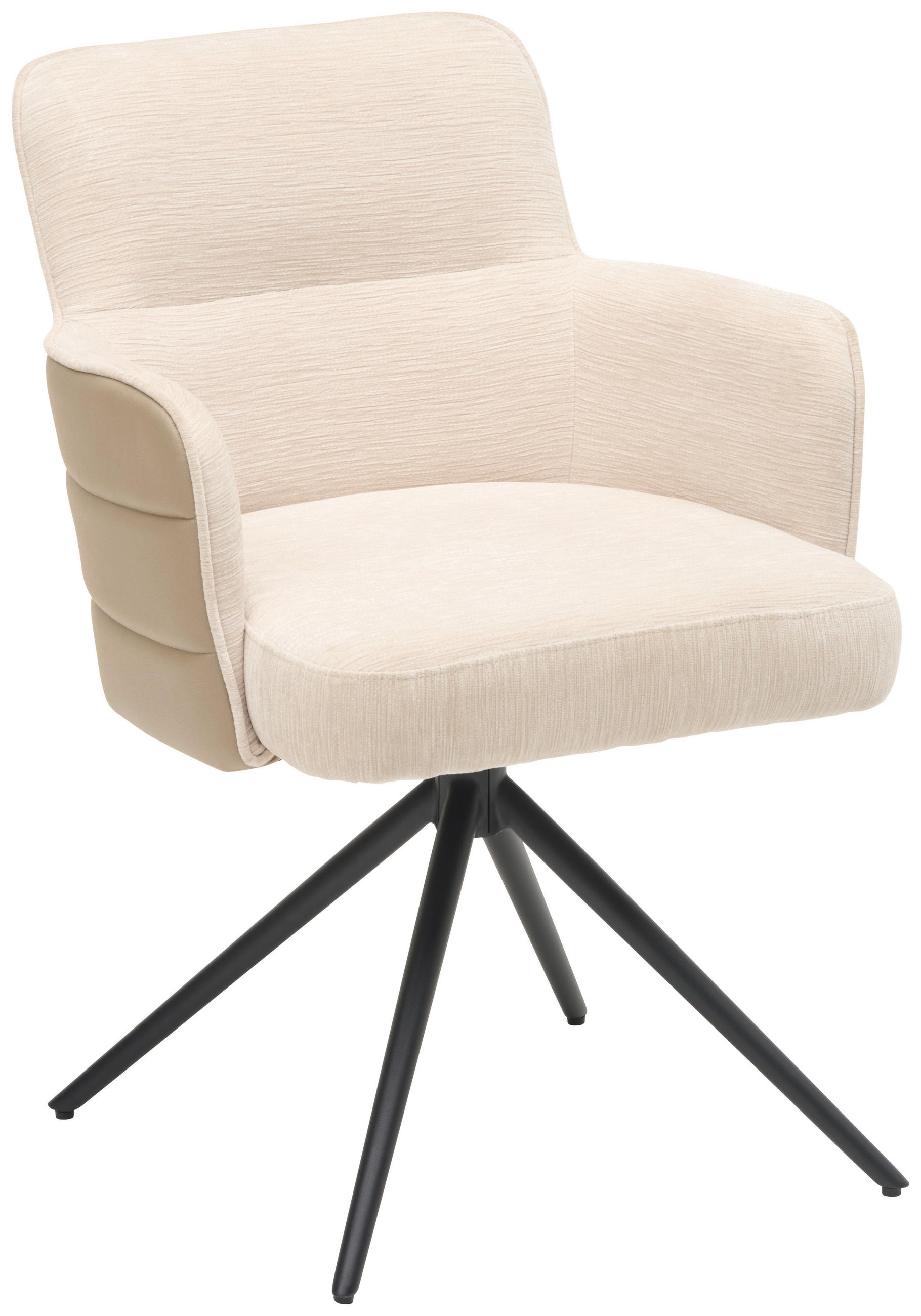 ARMLEHNSTUHL  in Eisen Lederlook, Webstoff  - Beige/Schwarz, KONVENTIONELL, Textil/Metall (58/82/64cm) - MID.YOU