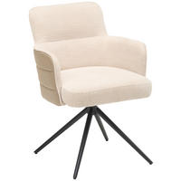 ARMLEHNSTUHL  in Eisen Lederlook, Webstoff  - Beige/Schwarz, KONVENTIONELL, Textil/Metall (58/82/64cm) - MID.YOU