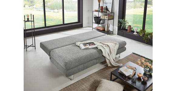 SCHLAFSOFA Webstoff Grau Zierkissen, Rückenkissen, Armlehnenkissen, Bettkasten, Schlaffunktion, Rücken echt, Stauraum, Liegefläche im Originalstoff  - Taupe/Edelstahlfarben, KONVENTIONELL, Kunststoff/Textil (190/93/92cm) - Carryhome