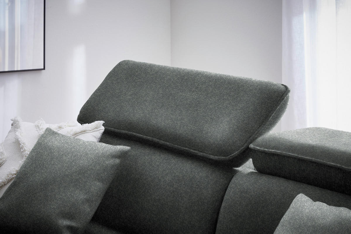 ECKSOFA in Samt Grau  - Schwarz/Grau, Design, Holz/Textil (185/232cm) - Stylife