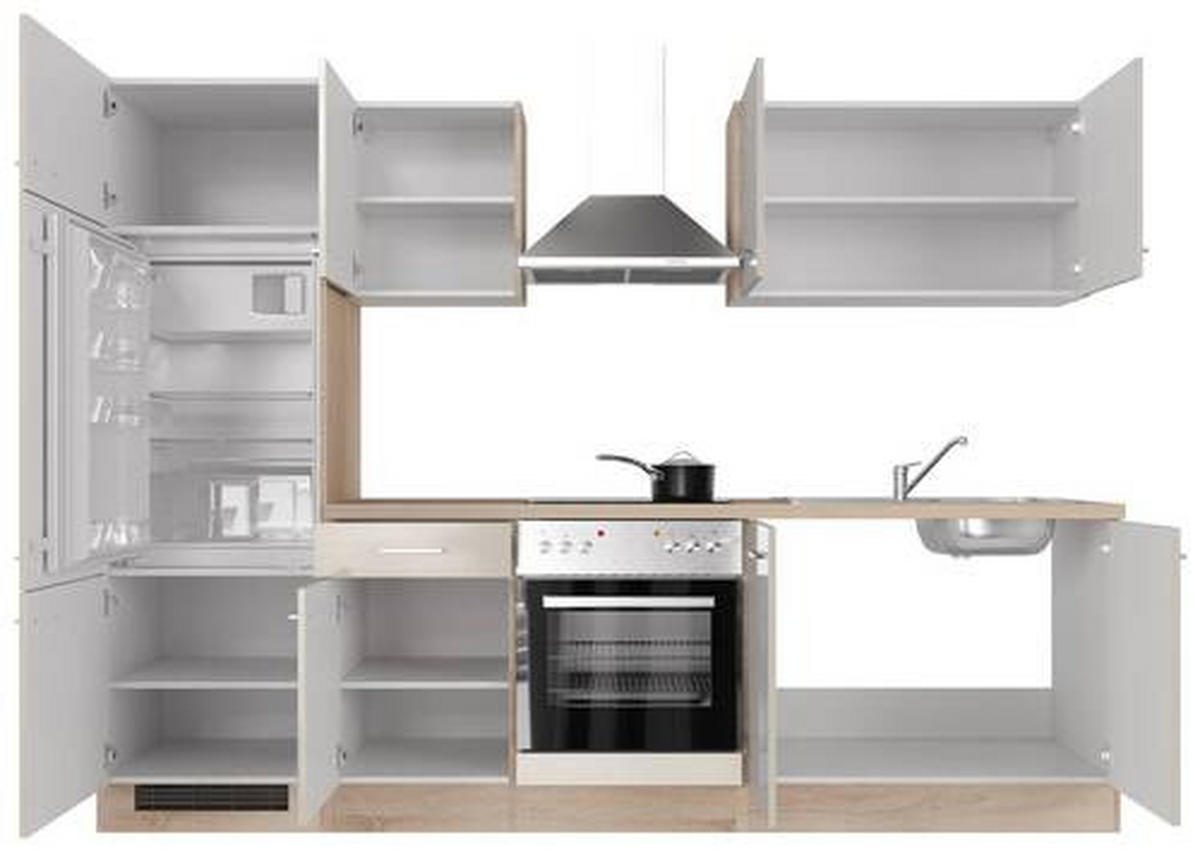 KUCHYŇSKÁ LINKA NEPAL 270 - Sonoma dub/kašmírová, Moderní, kov/kompozitní dřevo (270cm) - FlexWell