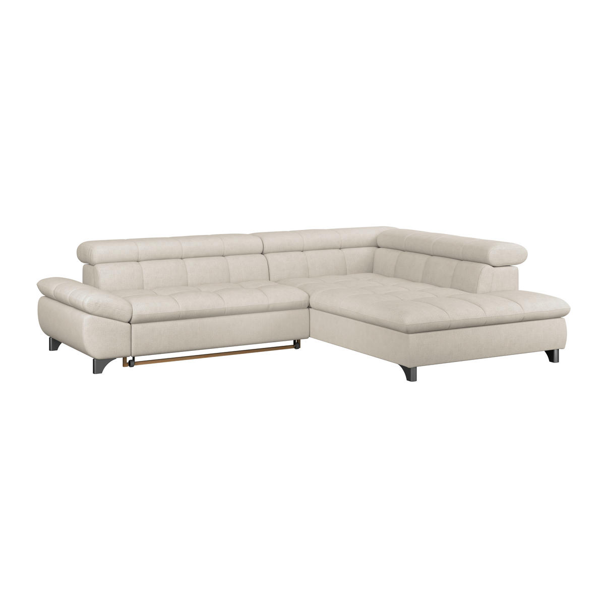 ECKSOFA Beige Chenille  - Chromfarben/Beige, KONVENTIONELL, Textil/Metall (312/234cm) - Livetastic