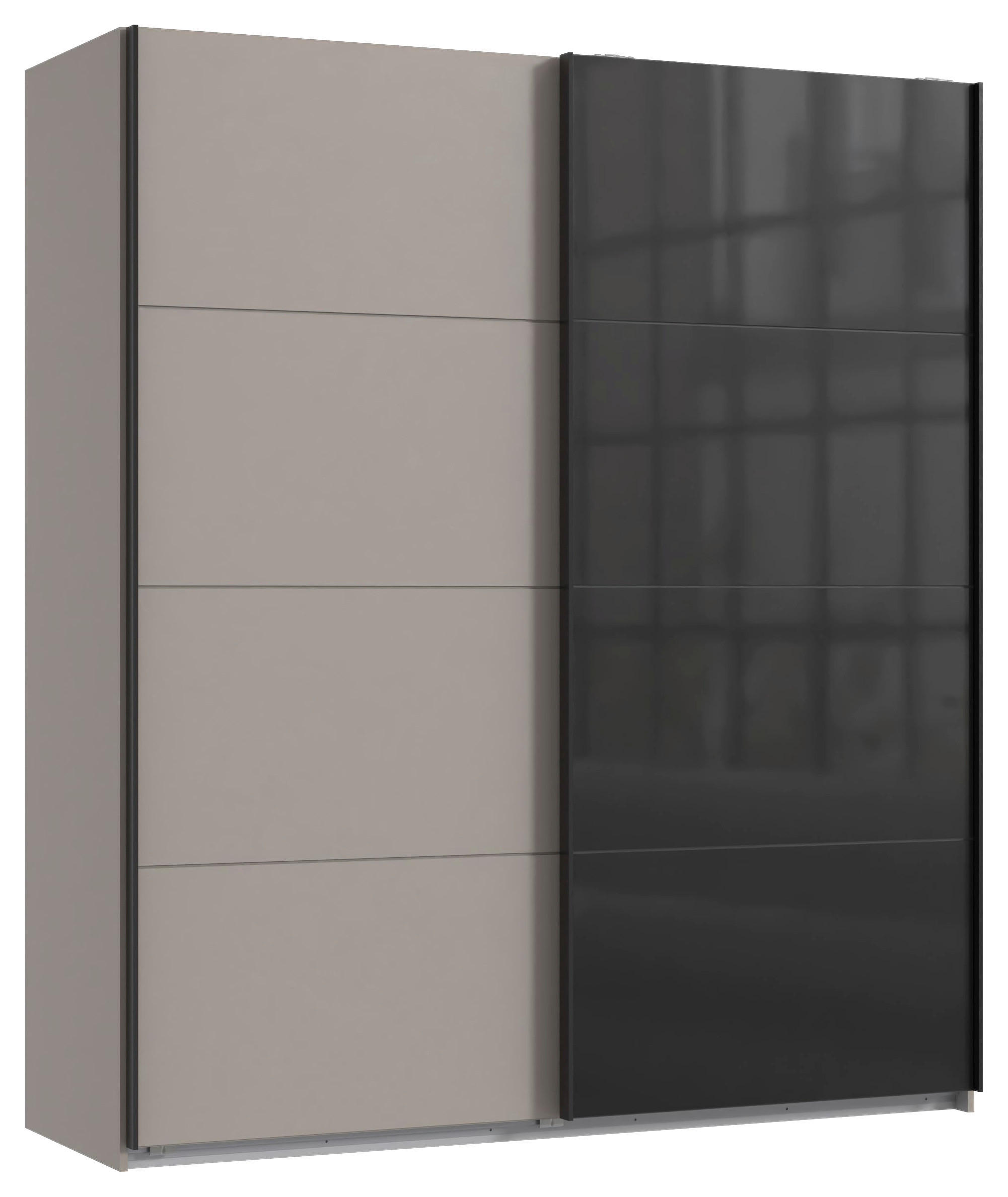 SCHWEBETÜRENSCHRANK 180/208/65 cm 2-türig Graphitfarben, Schwarz, Sahara  - Schwarz/Graphitfarben, Design, Glas/Holzwerkstoff (180/208/65cm) - Carryhome