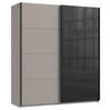 SCHWEBETÜRENSCHRANK 180/208/65 cm 2-türig Graphitfarben, Schwarz, Sahara  - Schwarz/Graphitfarben, Design, Glas/Holzwerkstoff (180/208/65cm) - Carryhome