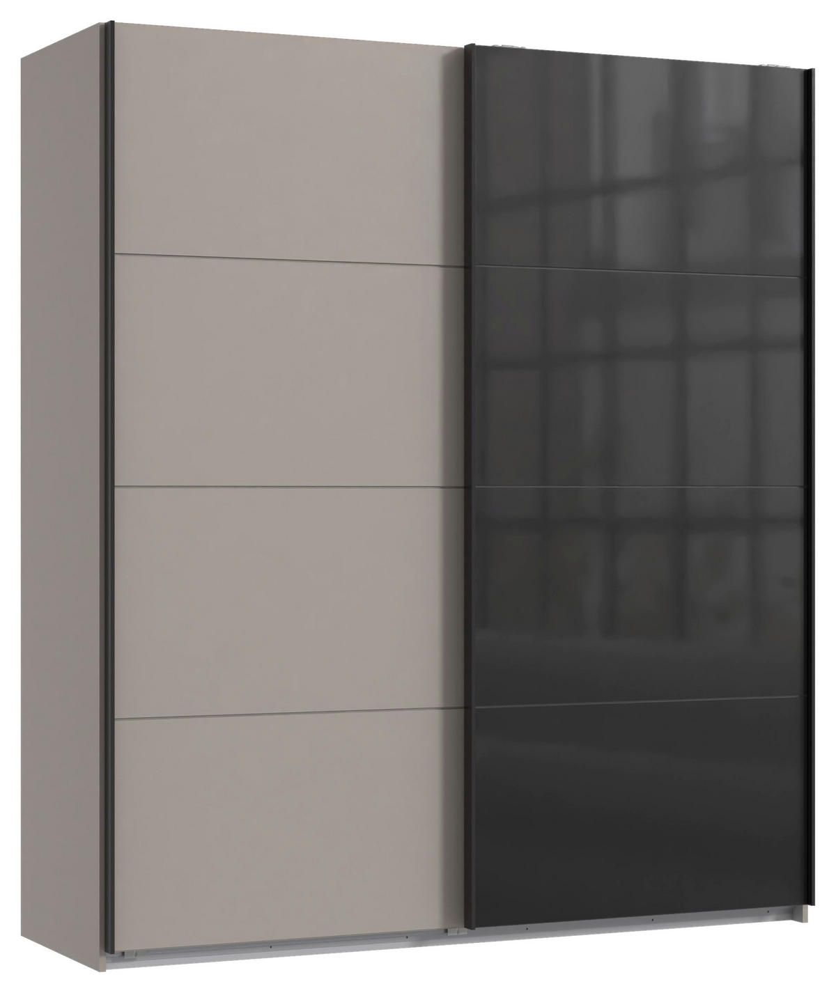 SCHWEBETÜRENSCHRANK in Graphitfarben, Schwarz, Sahara  - Schwarz/Graphitfarben, Design, Glas/Holzwerkstoff (180/208/65cm) - Carryhome