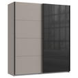 SCHWEBETÜRENSCHRANK  in Graphitfarben, Schwarz, Sahara  - Schwarz/Graphitfarben, Design, Glas/Holzwerkstoff (180/208/65cm) - Carryhome