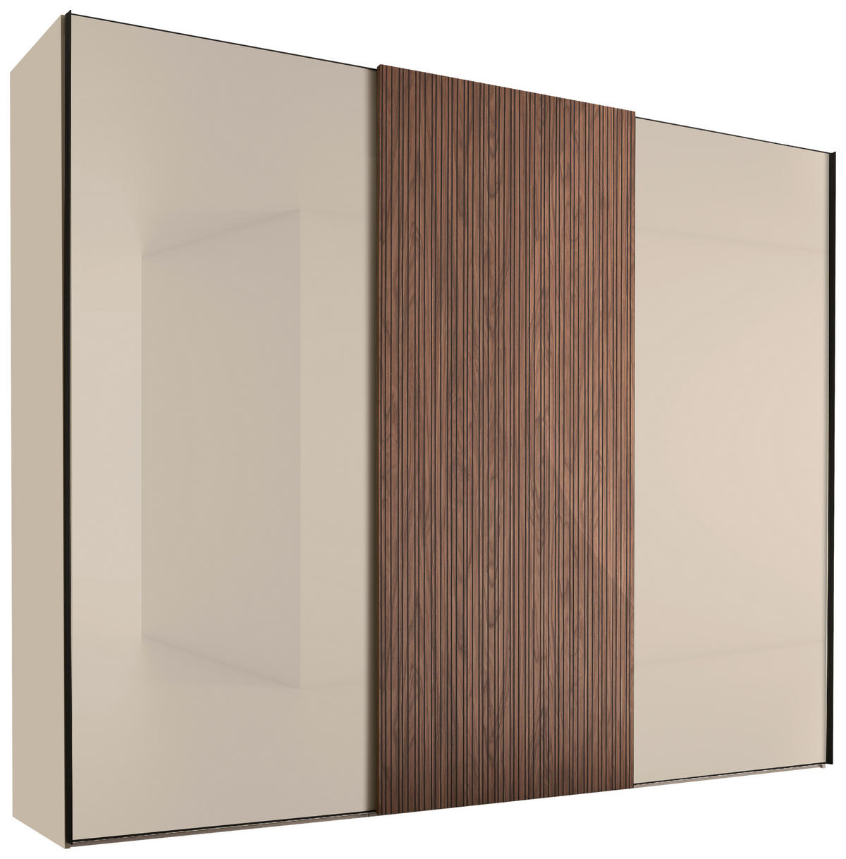 SCHWEBETÜRENSCHRANK  in Sandfarben, Eiche dunkel  - Sandfarben/Eiche dunkel, Design, Glas/Holzwerkstoff (298/240/68cm) - Dieter Knoll