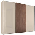 SCHWEBETÜRENSCHRANK  in Sandfarben, Eiche dunkel  - Sandfarben/Eiche dunkel, Design, Glas/Holzwerkstoff (280/240/68cm) - Dieter Knoll