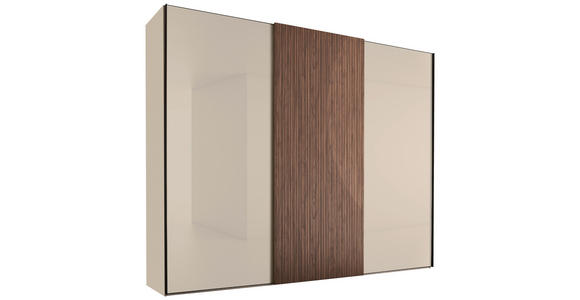 SCHWEBETÜRENSCHRANK  in Sandfarben, Eiche dunkel  - Sandfarben/Eiche dunkel, Design, Glas/Holzwerkstoff (280/240/68cm) - Dieter Knoll