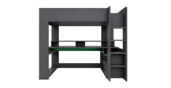 HOCHBETT 90/200 cm,  in Graphitfarben, Absturzsicherung, Leiter, Schreibtisch, Beleuchtung  - Graphitfarben, KONVENTIONELL, Holzwerkstoff (90/200cm) - Carryhome