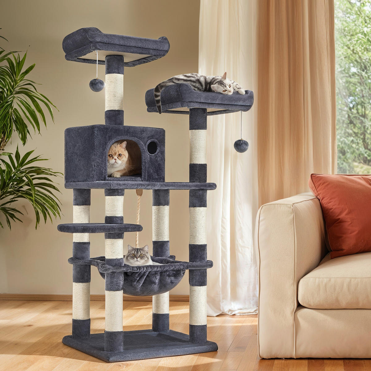 KRATZBAUM - Dunkelgrau, Trend, Papier/Holzwerkstoff (55/143/45cm) - Boxxx