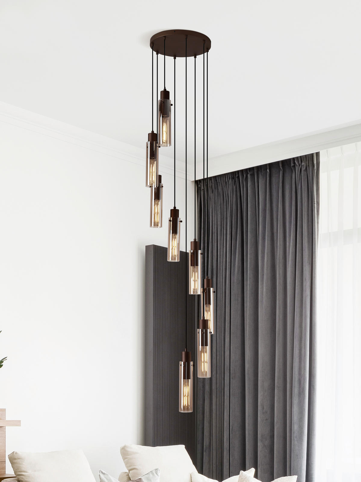 FÜGGŐLÁMPA  - fekete/színes, Basics, Üveg/fém (42/300/42cm)