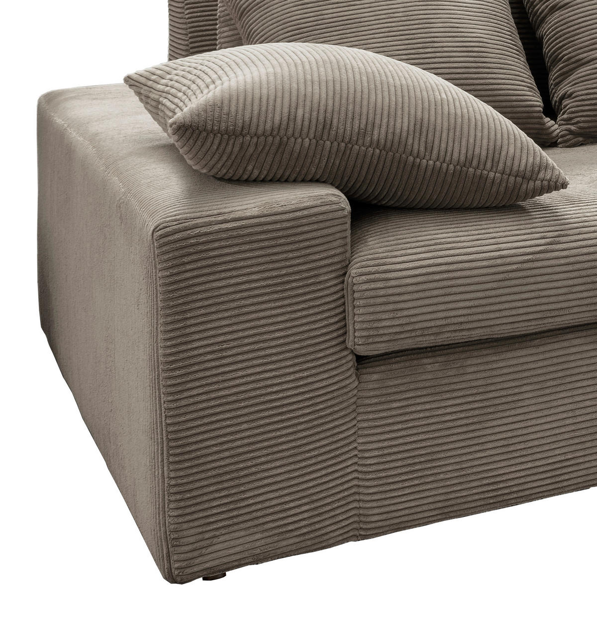 VIERSITZER-SOFA Cord Graubraun  - Graubraun/Schwarz, MODERN, Kunststoff/Textil (308/80/140cm) - Livetastic