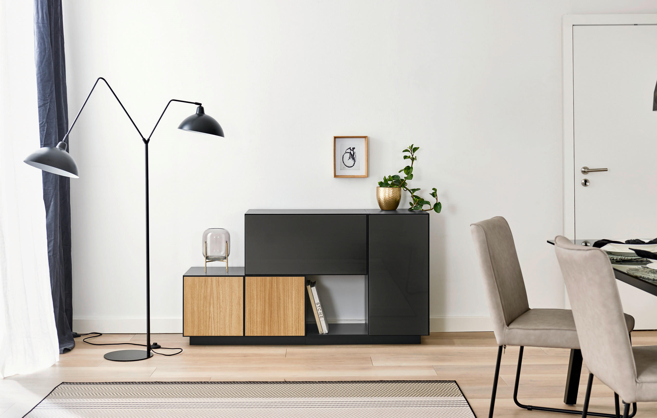 SOCKEL - Schwarz, Design, Holzwerkstoff (108,5/6/33,5cm) - Now by hülsta