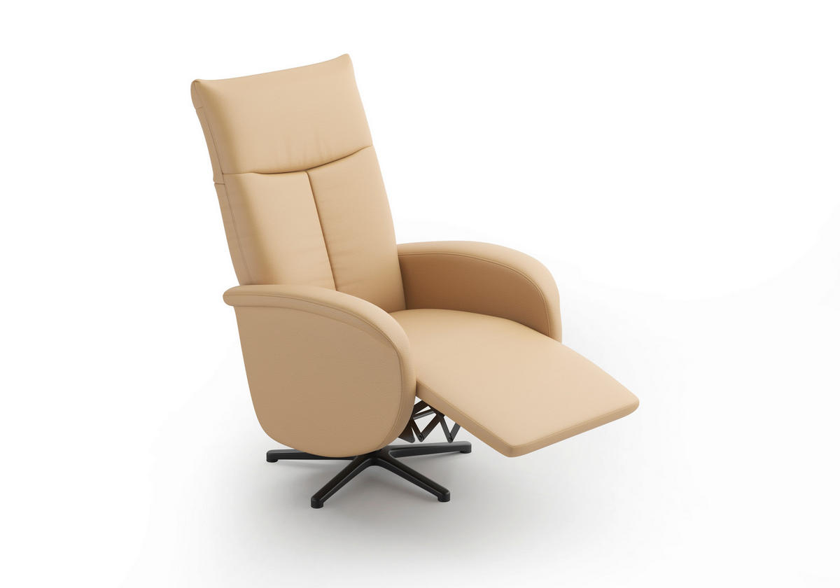 DREHSTUHL Cappuccino  - Schwarz/Cappuccino, MODERN, Leder/Metall (75/112/82cm) - Sit & More