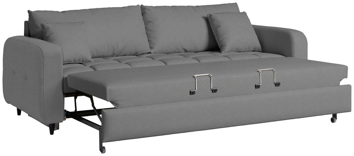 SCHLAFSOFA Webstoff Grau Stoffauswahl, Bettfunktion erhältlich, Rücken echt, Armteil links, Armteil rechts  - Schwarz/Grau, Design, Holz/Textil (236/88/101cm) - Lomoco