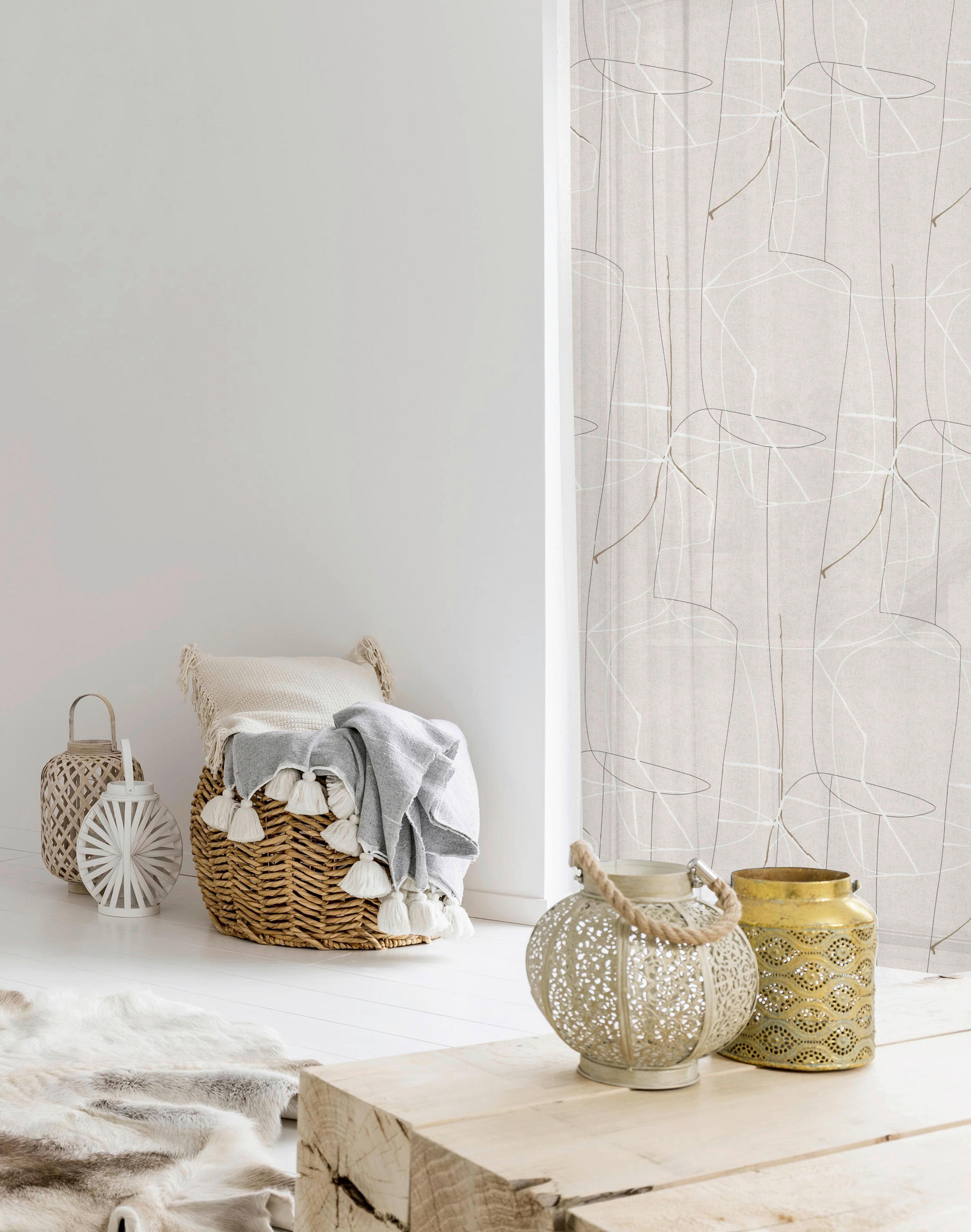VORHANGSTOFF per lfm halbtransparent  - Perlmutt, Design, Textil (300 cmcm) - Esposa