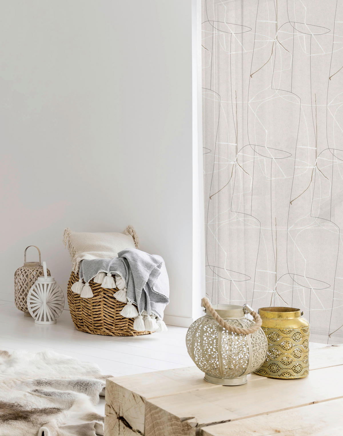 VORHANGSTOFF per lfm halbtransparent  - Perlmutt, Design, Textil (300 cmcm) - Esposa