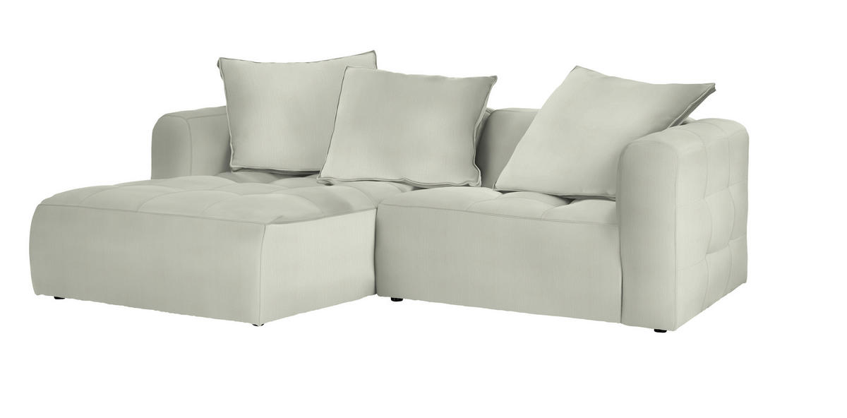ECKSOFA in Chenille Weiss  - Weiss/Schwarz, Modern, Kunststoff/Textil (173/240cm) - Stylife