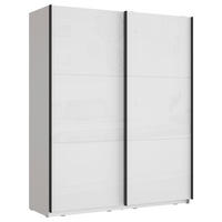 OMARA Z DRSNIMI VRATI, bela, bela, visoki sijaj  - črna/bela, Moderno, kovina/leseni material (170,3/209,7/61,2cm) - Carryhome