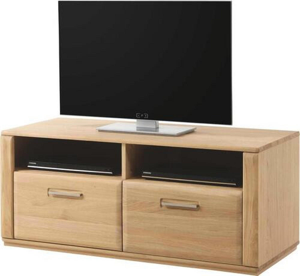 KOMODA POD TELEVIZI, jádrový buk, barvy buku, 154/54/51 cm - barvy buku/barvy nerez oceli, Design, kov/dřevo (154/54/51cm) - Livetastic