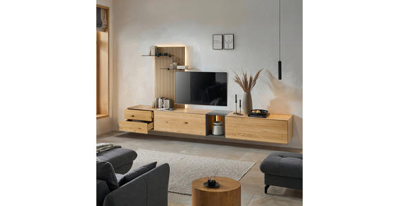 WOHNWAND  in Anthrazit, Eichefarben  342/160/50 cm  - Eichefarben/Anthrazit, Design, Glas/Holz (342/160/50cm) - Dieter Knoll