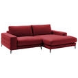 ECKSOFA in Velours Rot  253/177 cm  - Rot/Schwarz, Design, Textil/Metall (253/177cm) - Dieter Knoll