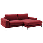 ECKSOFA in Velours Rot  253/177 cm  - Rot/Schwarz, Design, Textil/Metall (253/177cm) - Dieter Knoll