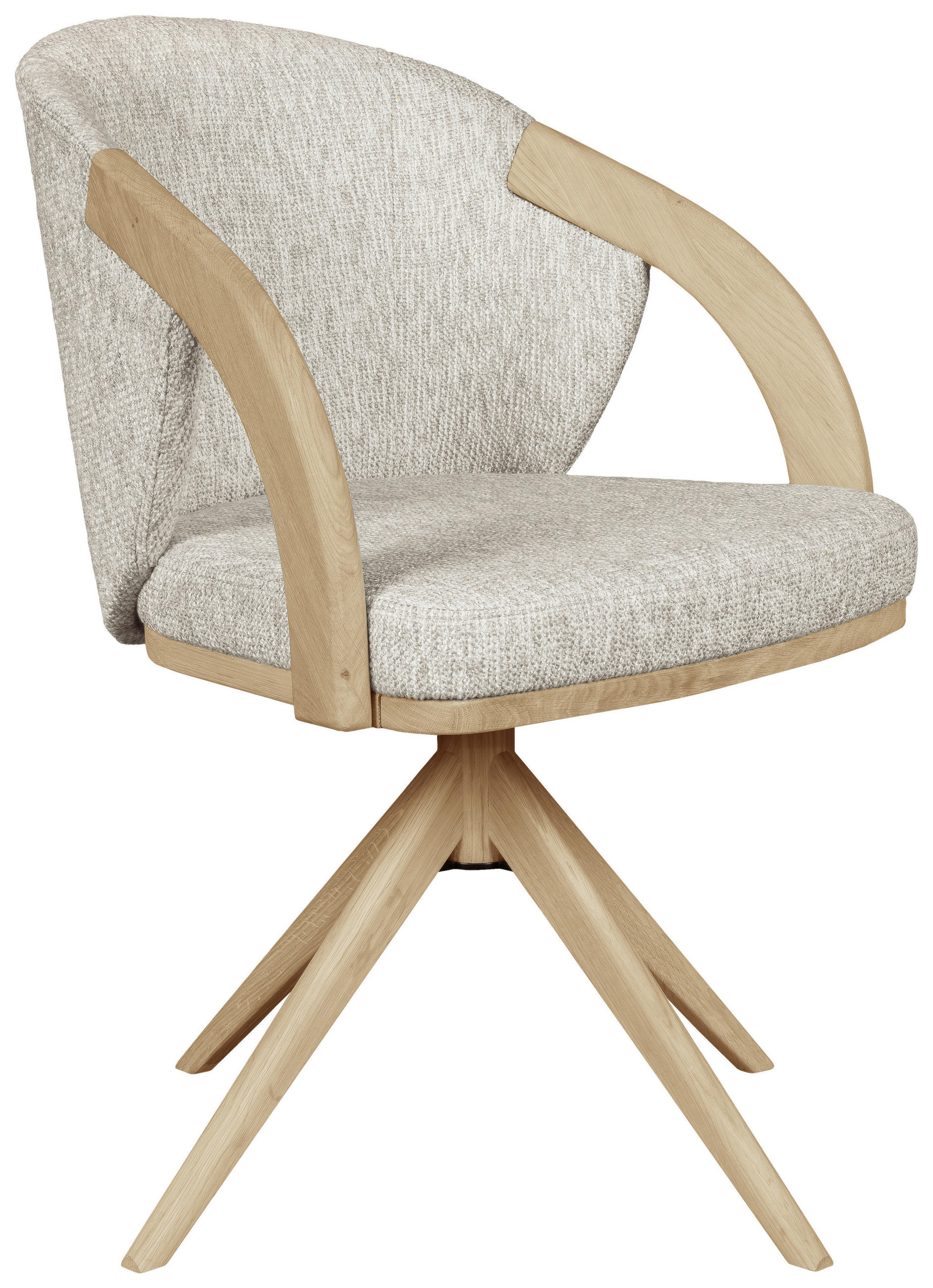 ARMLEHNSTUHL  Sitzfläche 360° drehbar Webstoff  Eichefarben, Beige  - Eiche Bianco/Eichefarben, KONVENTIONELL, Holz/Textil (61/83,5/57,5cm) - Linea Natura